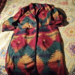 Long wool blend sz L western print coat